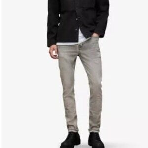 ALLSAINTS Men's Cigarette skinny-fit stretch-denim jeans Light Gray Size 30